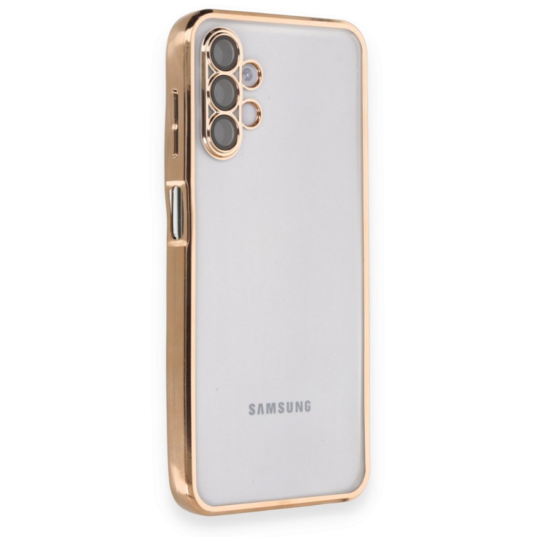 Samsung Galaxy A04S Kılıf Razer Lensli Silikon - Gold