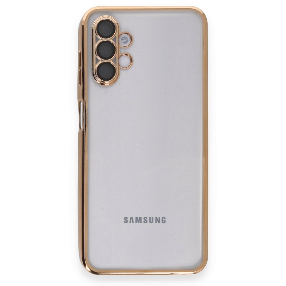 Samsung Galaxy A04S Kılıf Razer Lensli Silikon - Gold