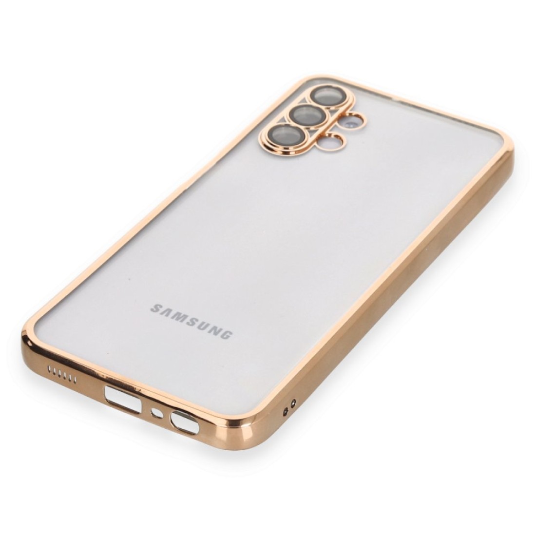 Samsung Galaxy A04S Kılıf Razer Lensli Silikon - Gold