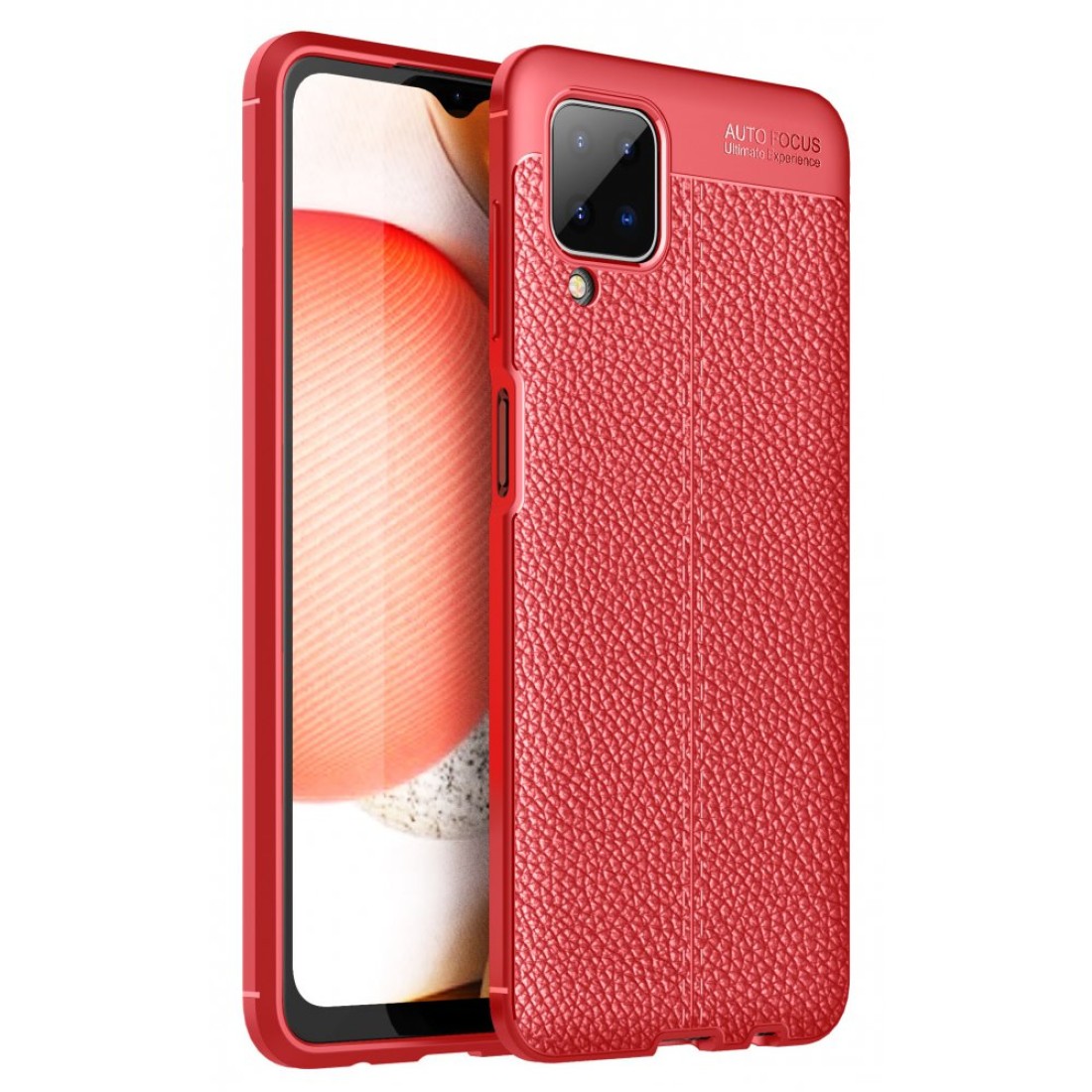 Samsung Galaxy A12 Kılıf Focus Derili Silikon - Kırmızı