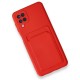 Samsung Galaxy A12 Kılıf Kelvin Kartvizitli Silikon - Kırmızı