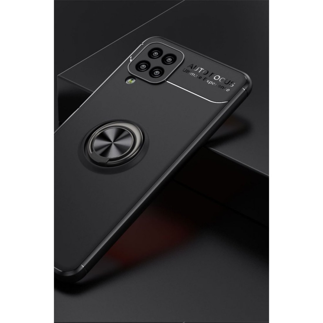 Samsung Galaxy A12 Kılıf Range Yüzüklü Silikon - Siyah