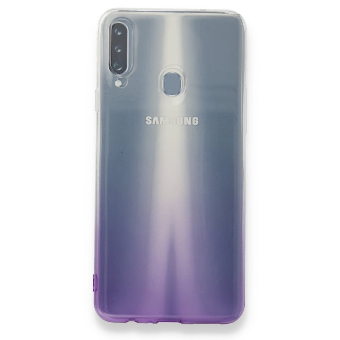 Samsung Galaxy A20S Kılıf Lüx Çift Renkli Silikon - Mor
