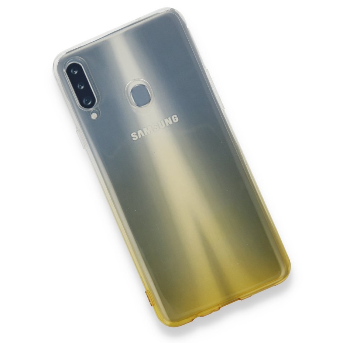 Samsung Galaxy A20S Kılıf Lüx Çift Renkli Silikon - Sarı