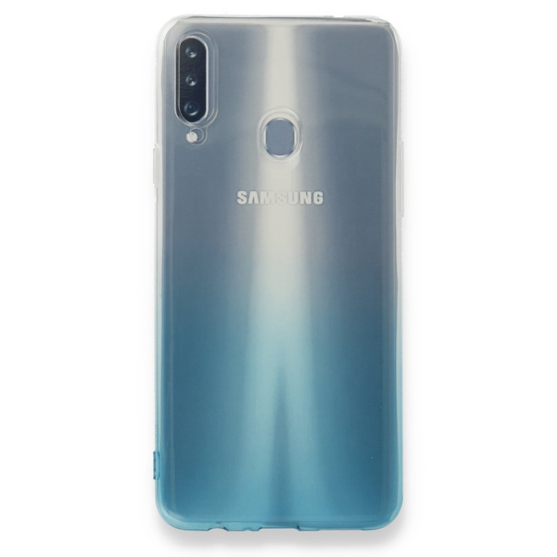 Samsung Galaxy A20S Kılıf Lüx Çift Renkli Silikon - Turkuaz