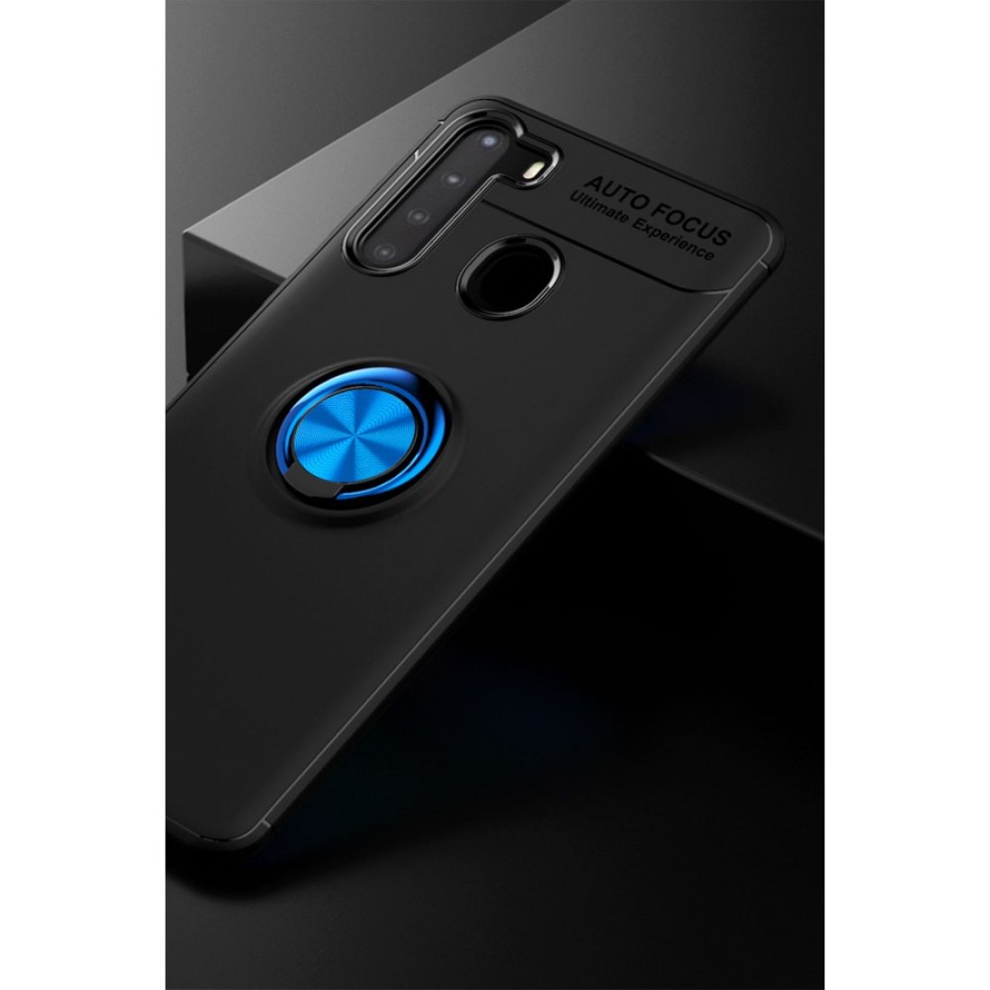Samsung Galaxy A21 Kılıf Range Yüzüklü Silikon - Siyah-Mavi