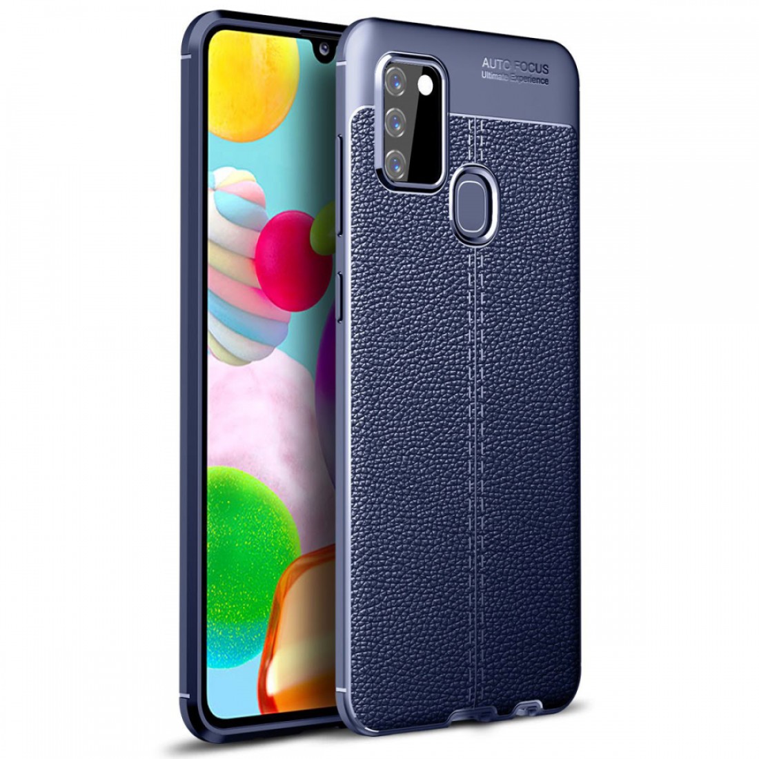 Samsung Galaxy A21S Kılıf Focus Derili Silikon - Lacivert
