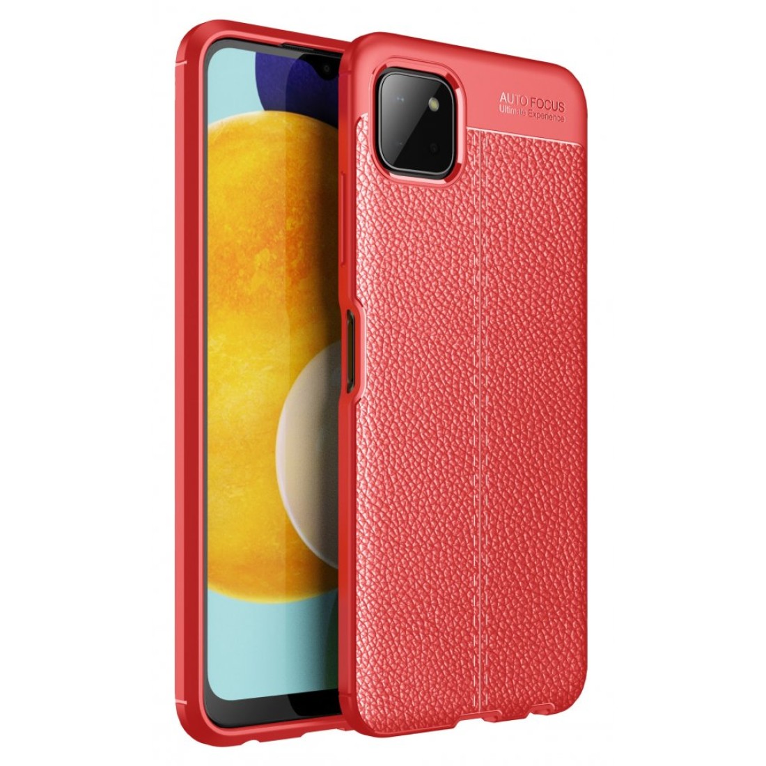 Samsung Galaxy A22 Kılıf Focus Derili Silikon - Kırmızı