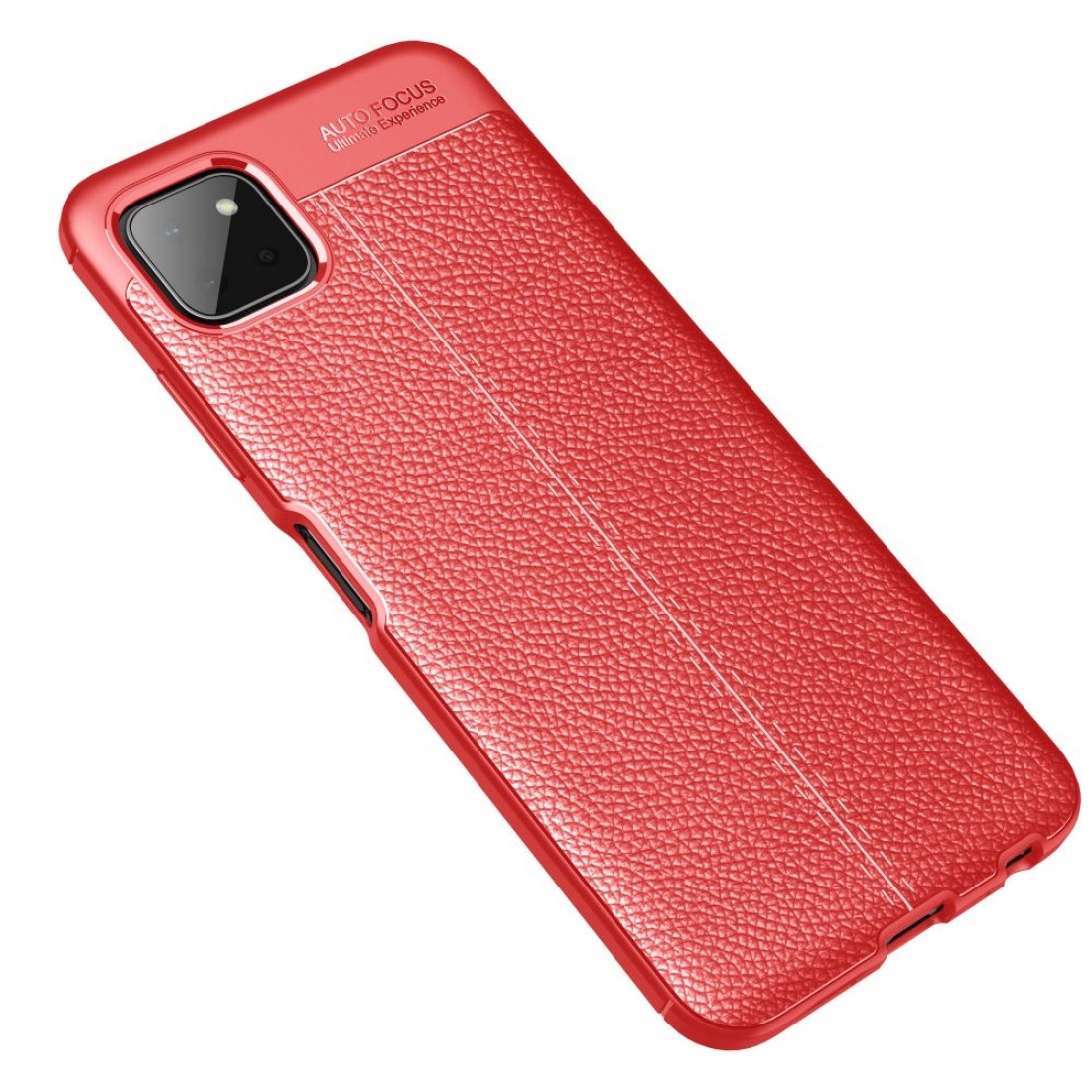 Samsung Galaxy M22 Kılıf Focus Derili Silikon - Kırmızı