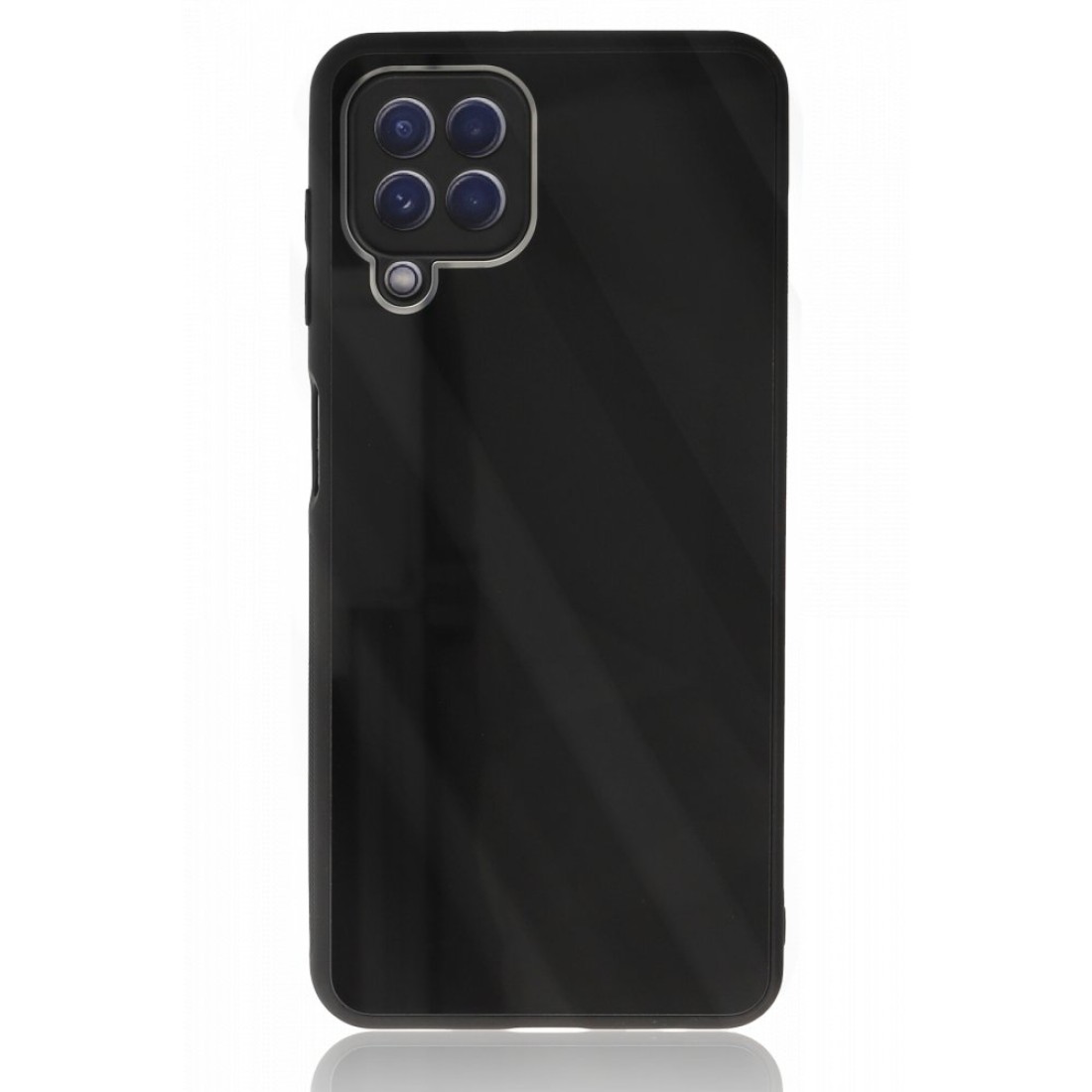 Samsung Galaxy A12 Kılıf Glass Kapak - Siyah
