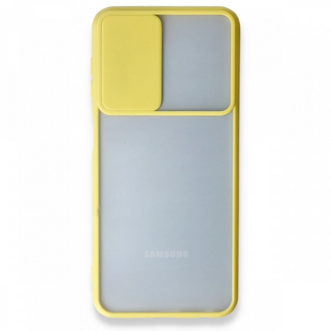 Samsung Galaxy A23 4G Kılıf Palm Buzlu Kamera Sürgülü Silikon - Sarı