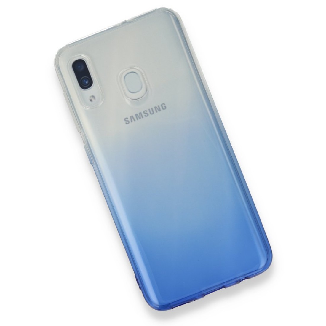 Samsung Galaxy A20 Kılıf Lüx Çift Renkli Silikon - Mavi