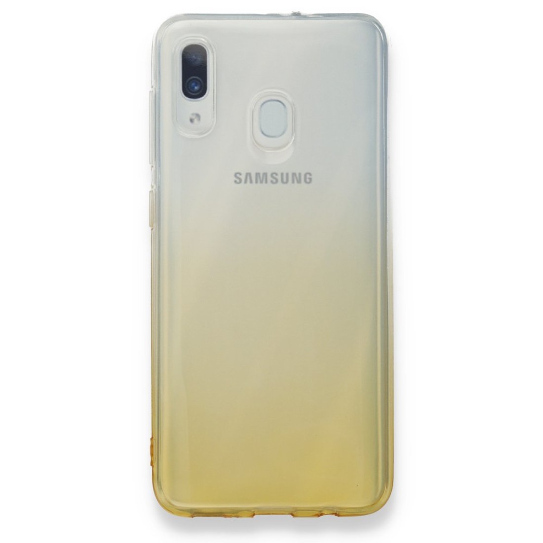Samsung Galaxy A20 Kılıf Lüx Çift Renkli Silikon - Sarı