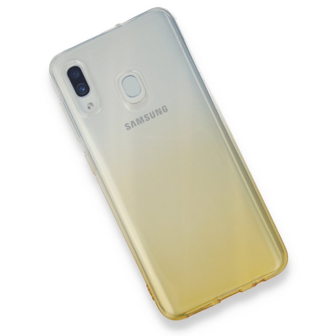 Samsung Galaxy A30 Kılıf Lüx Çift Renkli Silikon - Sarı