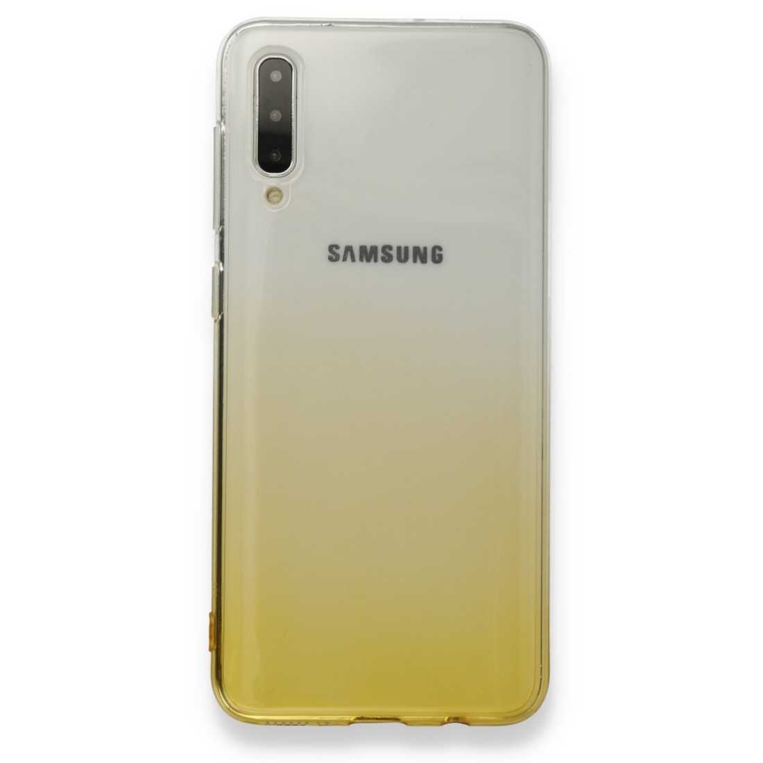 Samsung Galaxy A30S Kılıf Lüx Çift Renkli Silikon - Sarı