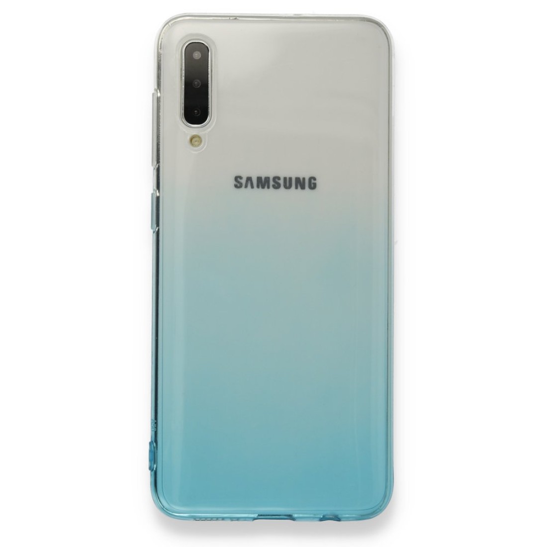 Samsung Galaxy A50 Kılıf Lüx Çift Renkli Silikon - Turkuaz