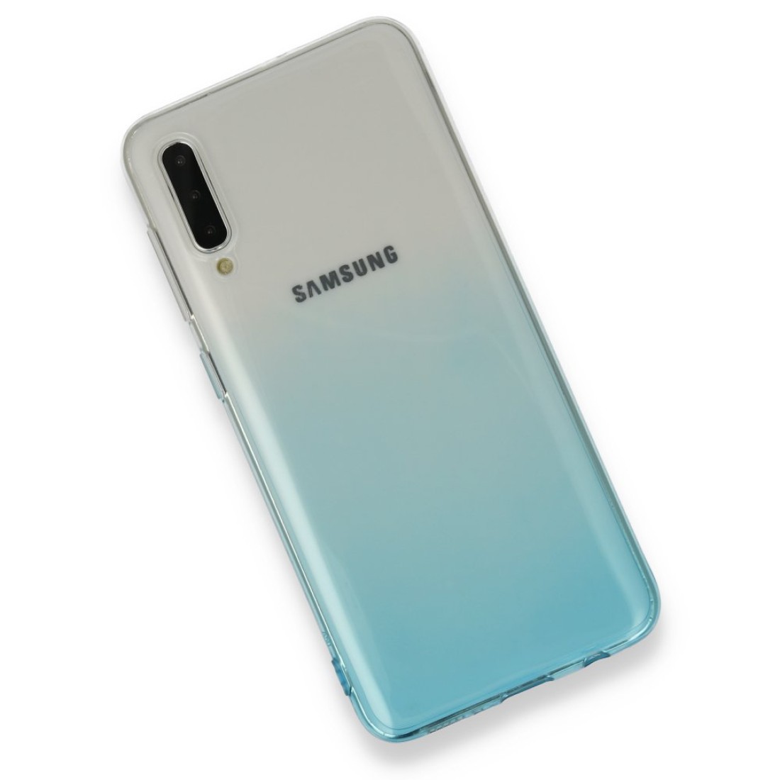 Samsung Galaxy A50 Kılıf Lüx Çift Renkli Silikon - Turkuaz