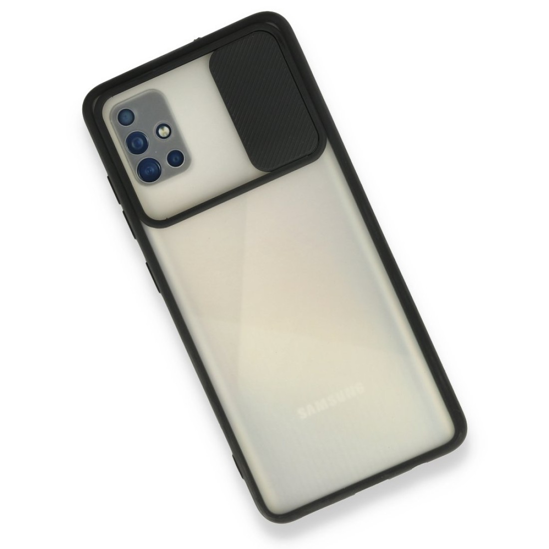 Samsung Galaxy A51 Kılıf Palm Buzlu Kamera Sürgülü Silikon - Siyah