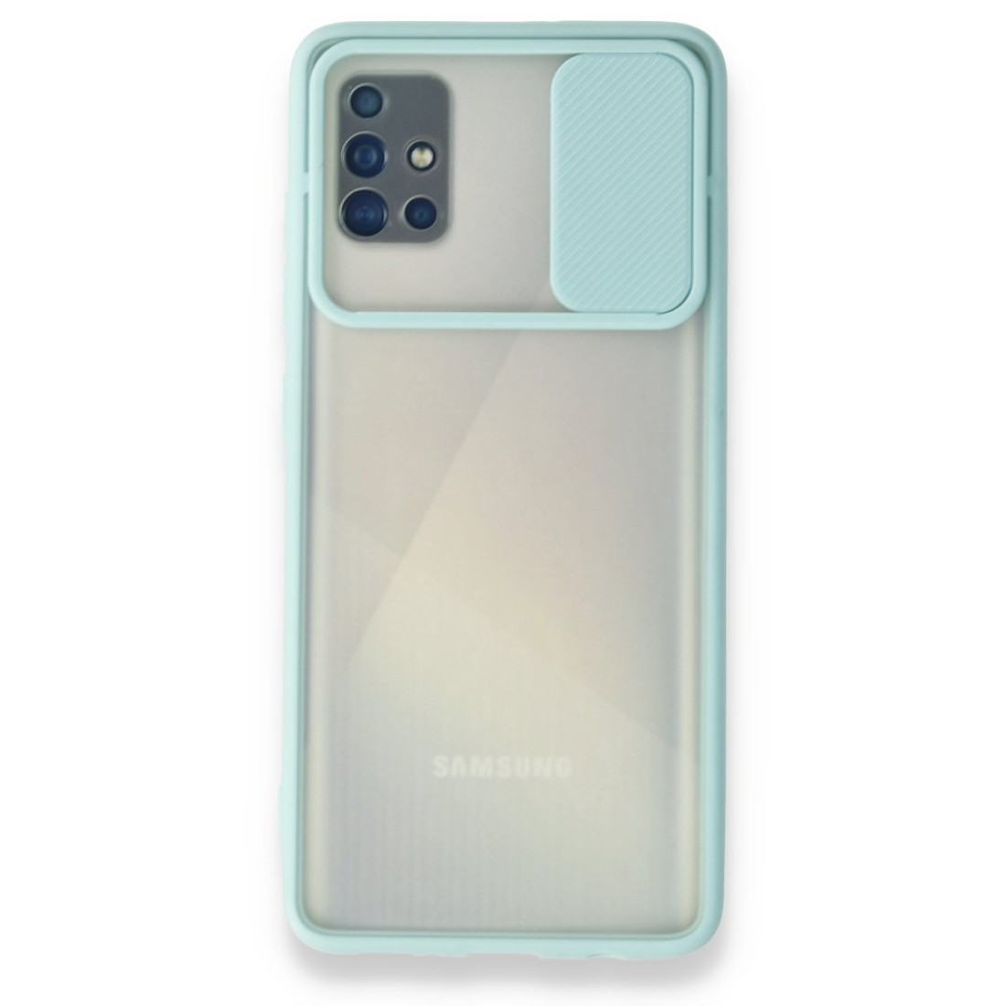 Samsung Galaxy A51 Kılıf Palm Buzlu Kamera Sürgülü Silikon - Turkuaz