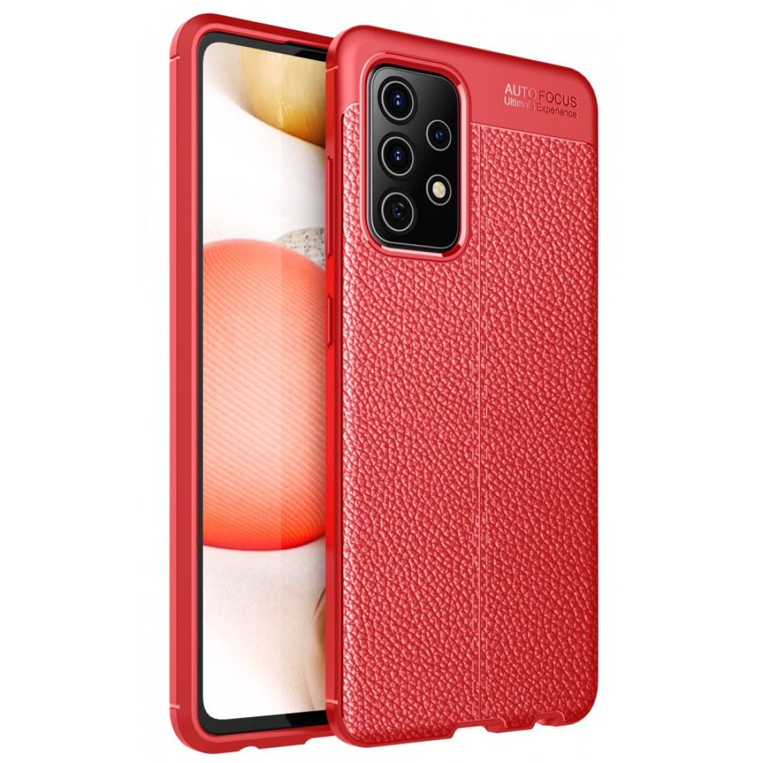 Samsung Galaxy A52 Kılıf Focus Derili Silikon - Kırmızı