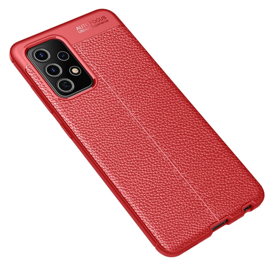 Samsung Galaxy A52 Kılıf Focus Derili Silikon - Kırmızı
