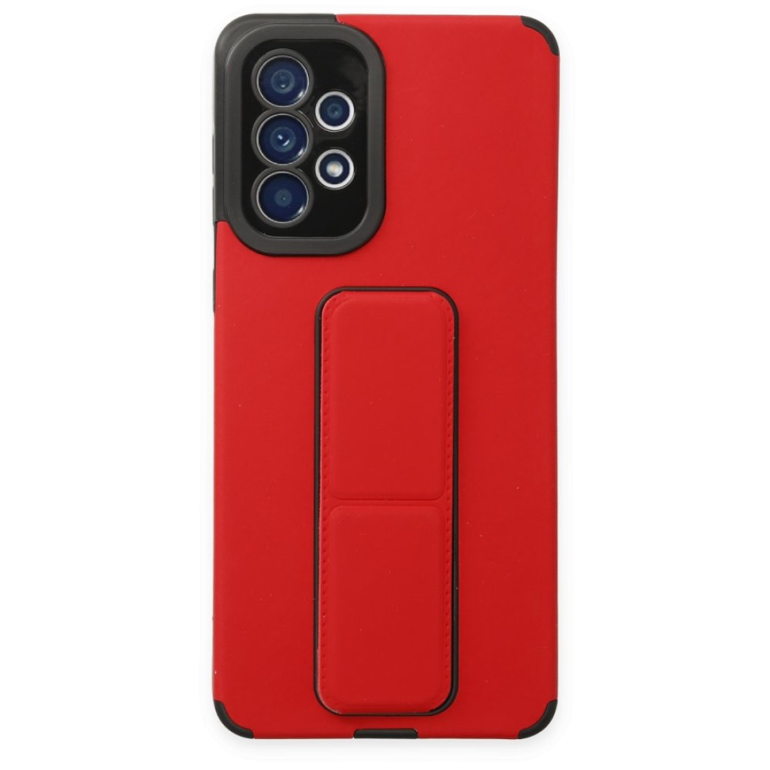 Samsung Galaxy A52 Kılıf Mega Standlı Silikon - Kırmızı