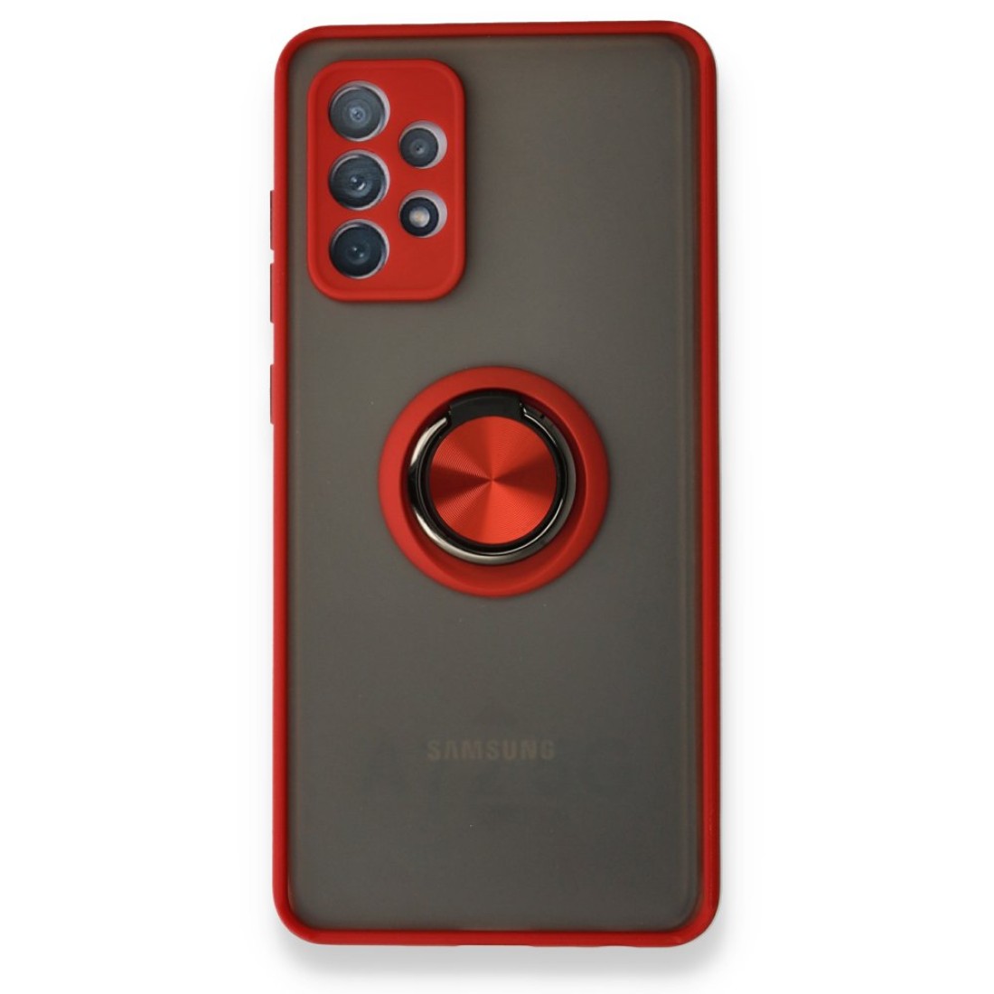Samsung Galaxy A72 Kılıf Montreal Yüzüklü Silikon Kapak - Kırmızı