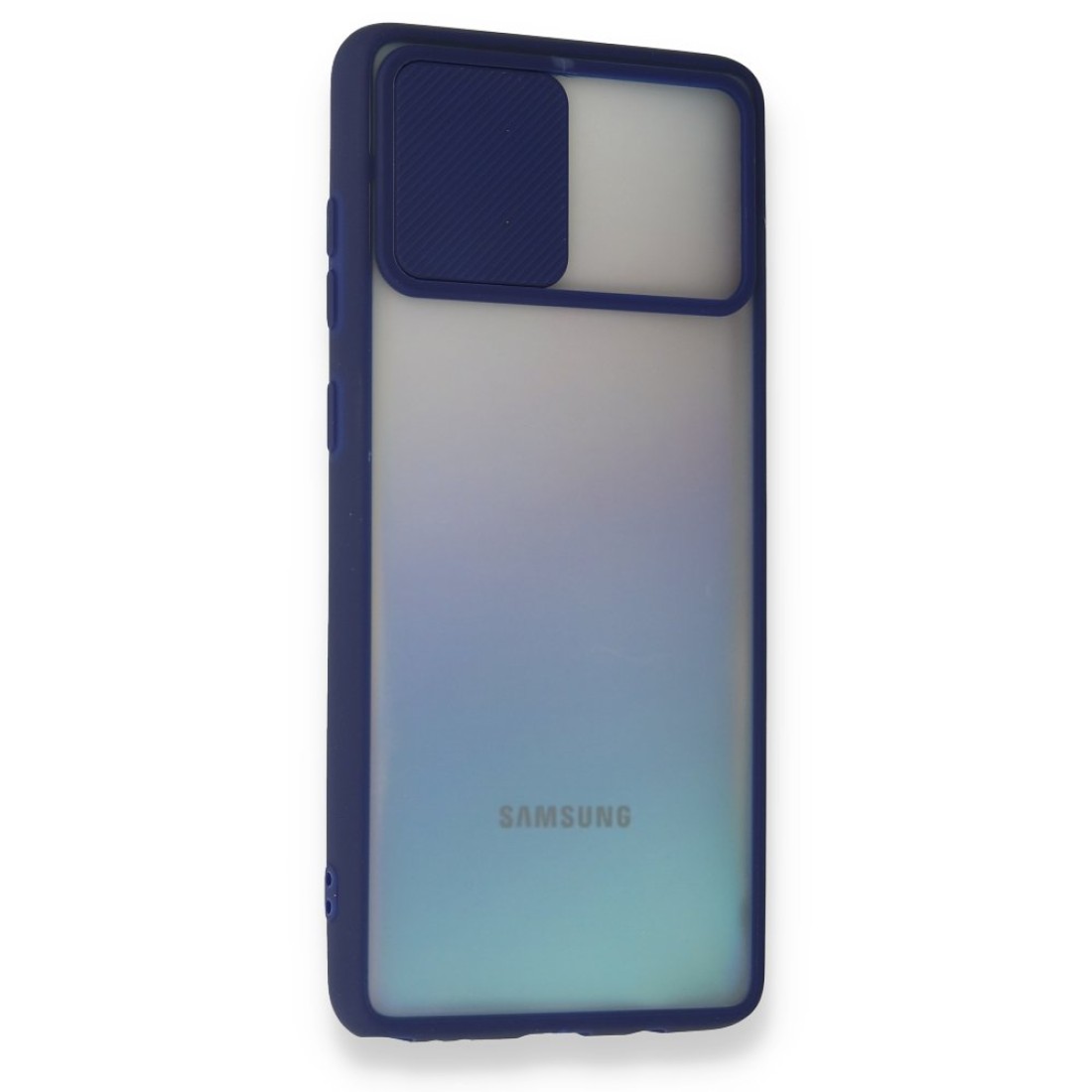 Samsung Galaxy A81 / Note 10 Lite Kılıf Palm Buzlu Kamera Sürgülü Silikon - Lacivert