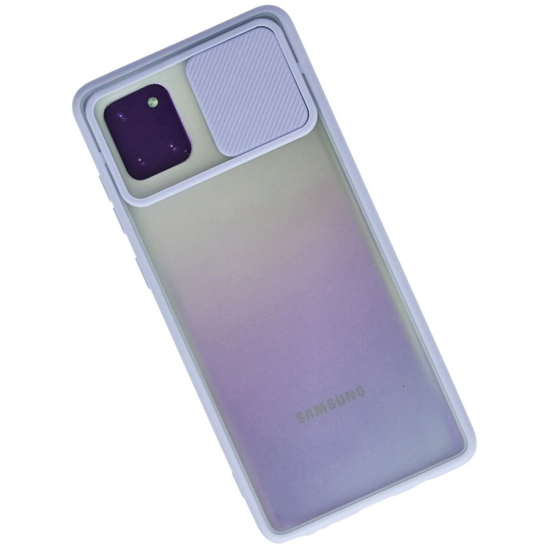 Samsung Galaxy A81 / Note 10 Lite Kılıf Palm Buzlu Kamera Sürgülü Silikon - Lila