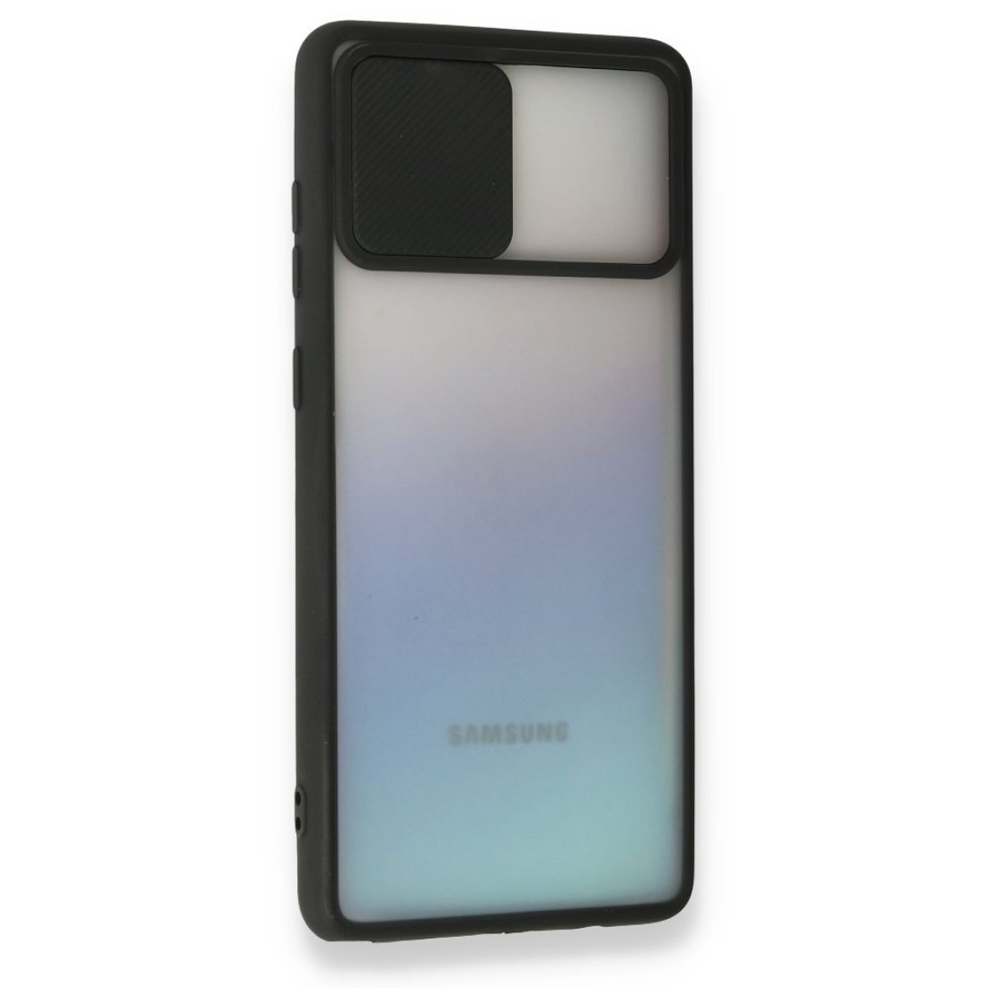 Samsung Galaxy A81 / Note 10 Lite Kılıf Palm Buzlu Kamera Sürgülü Silikon - Siyah