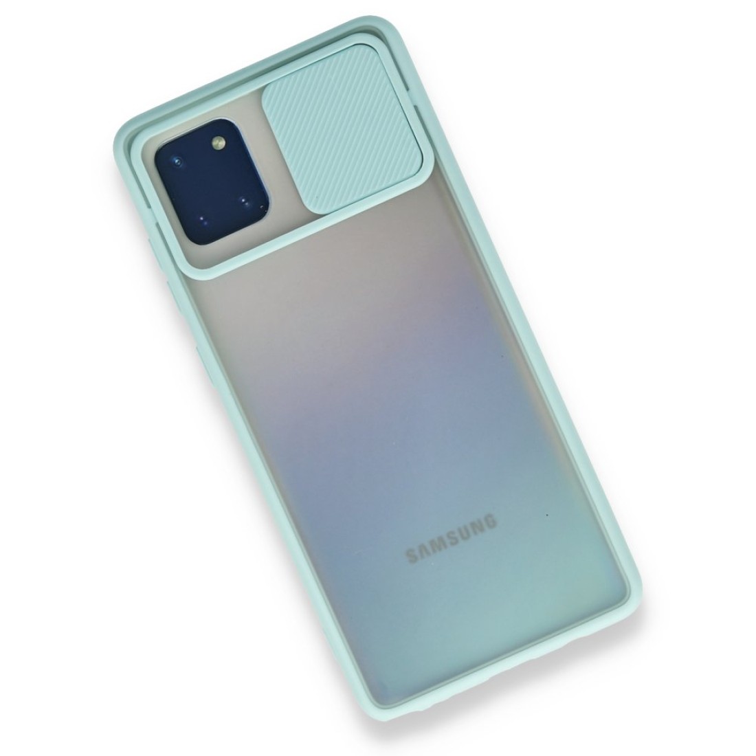 Samsung Galaxy A81 / Note 10 Lite Kılıf Palm Buzlu Kamera Sürgülü Silikon - Turkuaz