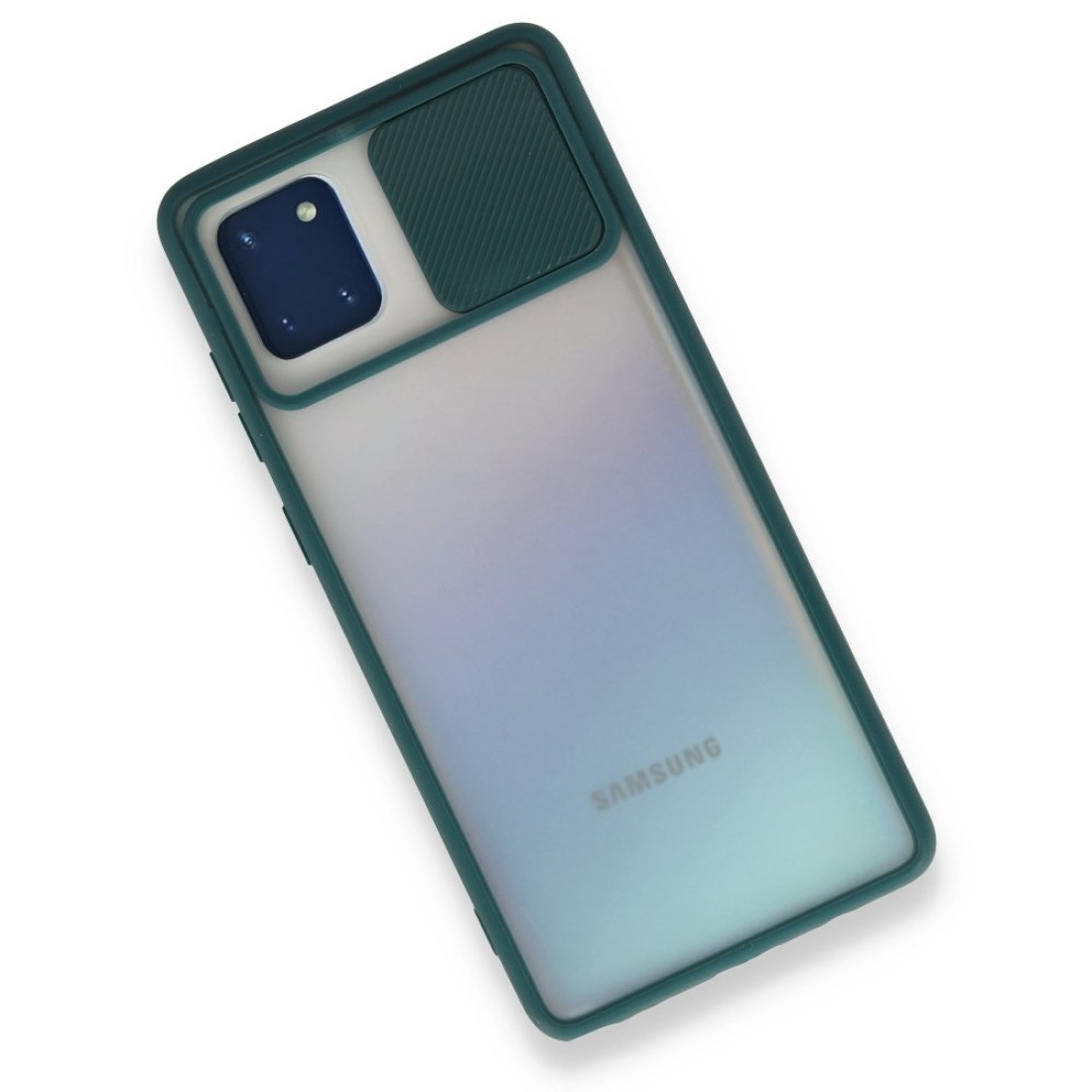Samsung Galaxy A81 / Note 10 Lite Kılıf Palm Buzlu Kamera Sürgülü Silikon - Yeşil