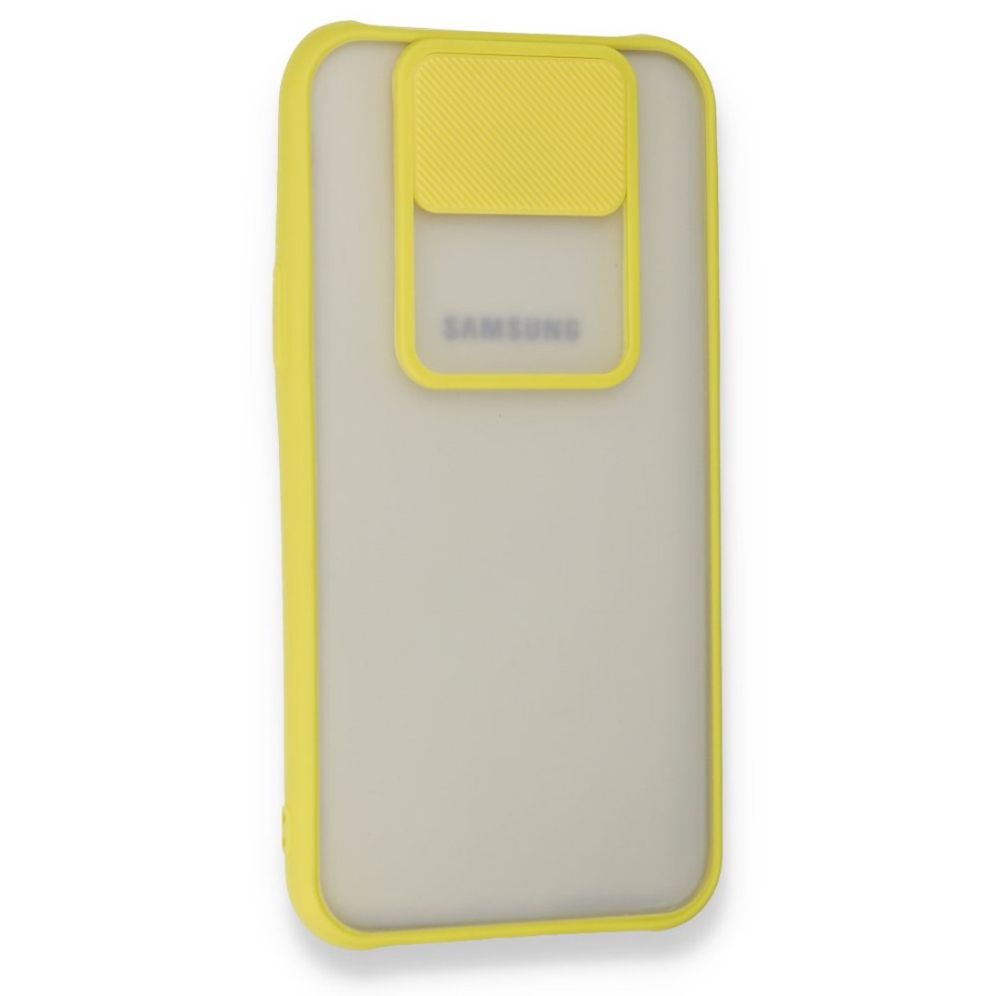 Samsung Galaxy J7 Kılıf Palm Buzlu Kamera Sürgülü Silikon - Sarı