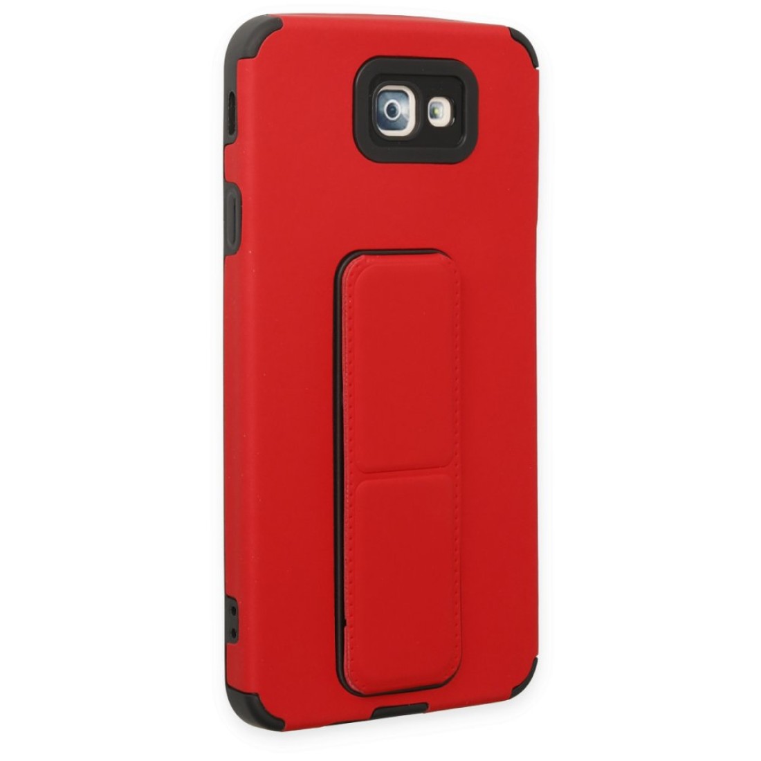 Samsung Galaxy J7 Prime Kılıf Mega Standlı Silikon - Kırmızı