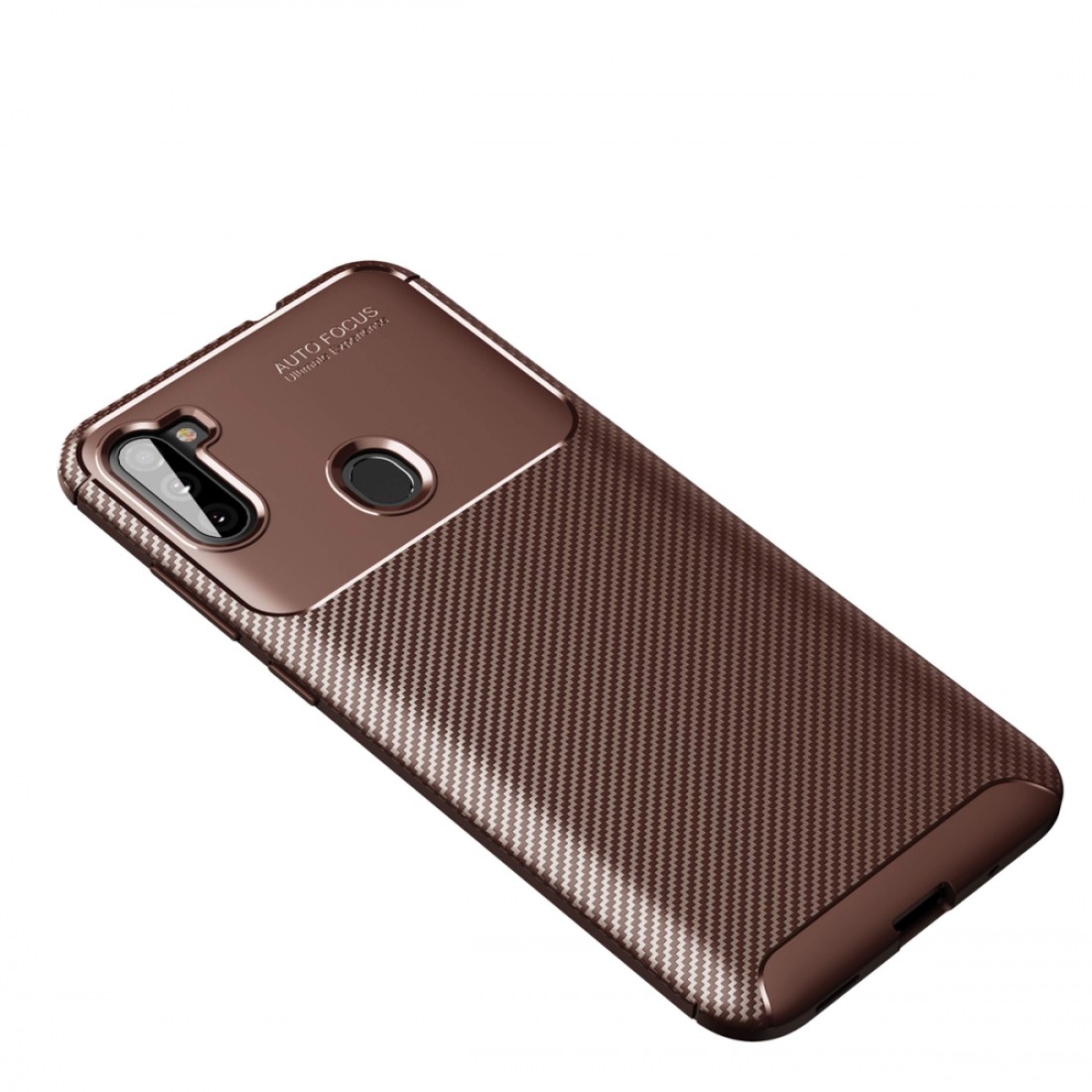 Samsung Galaxy M11 Kılıf Focus Karbon Silikon - Kahverengi