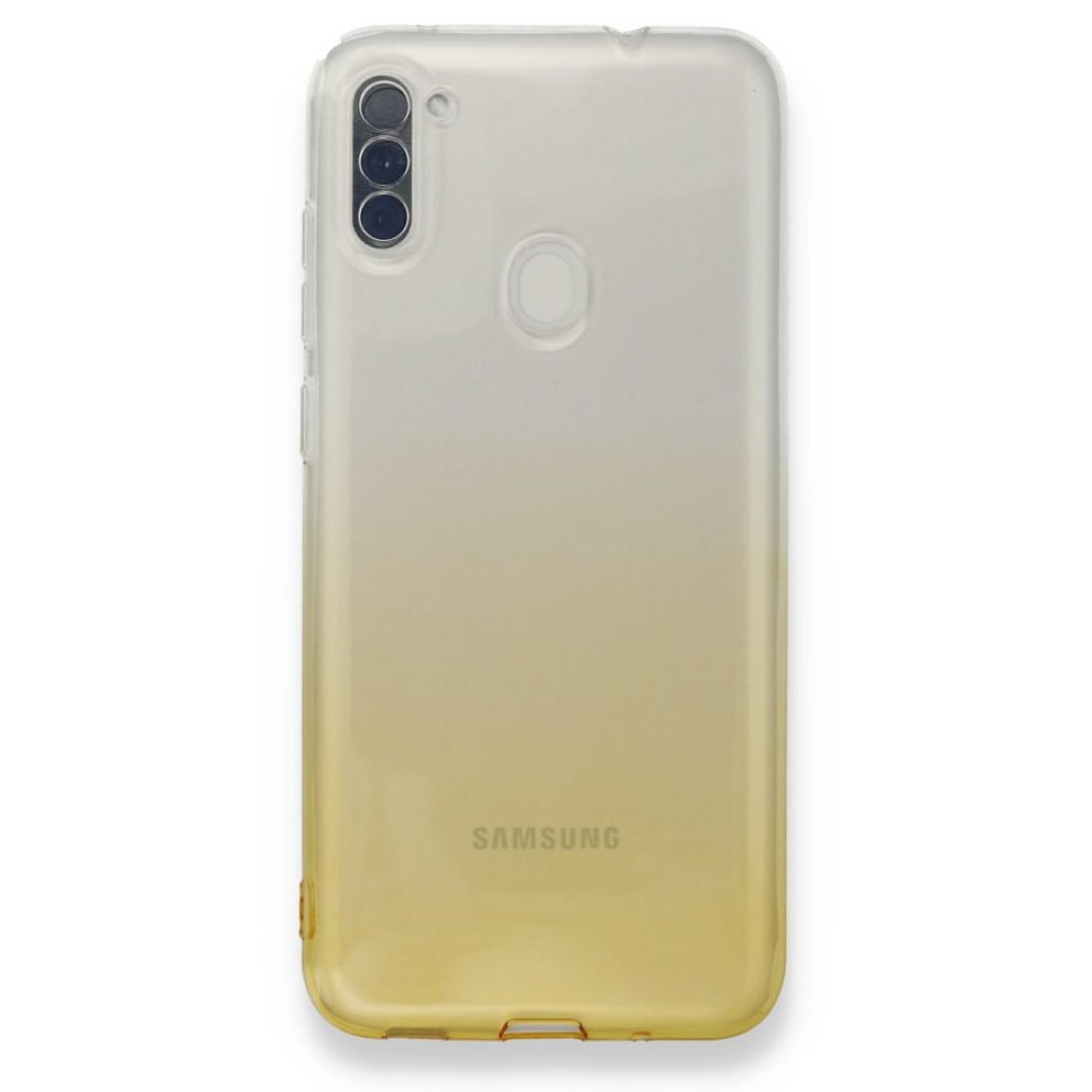 Samsung Galaxy A11 Kılıf Lüx Çift Renkli Silikon - Sarı