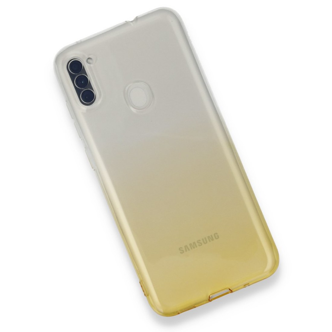 Samsung Galaxy A11 Kılıf Lüx Çift Renkli Silikon - Sarı