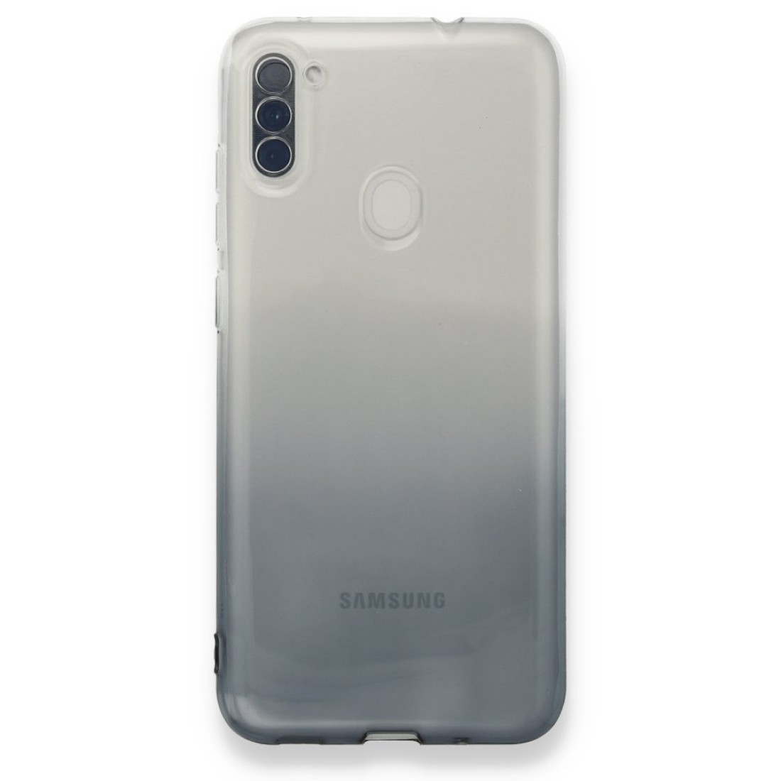 Samsung Galaxy A11 Kılıf Lüx Çift Renkli Silikon - Siyah
