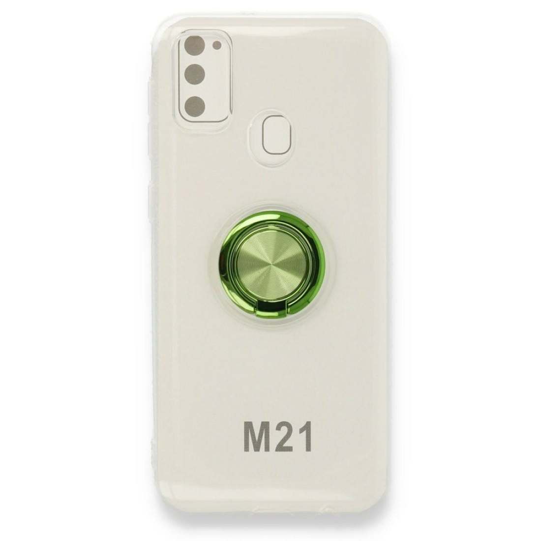 Samsung Galaxy M21 Kılıf Gros Yüzüklü Silikon - Yeşil
