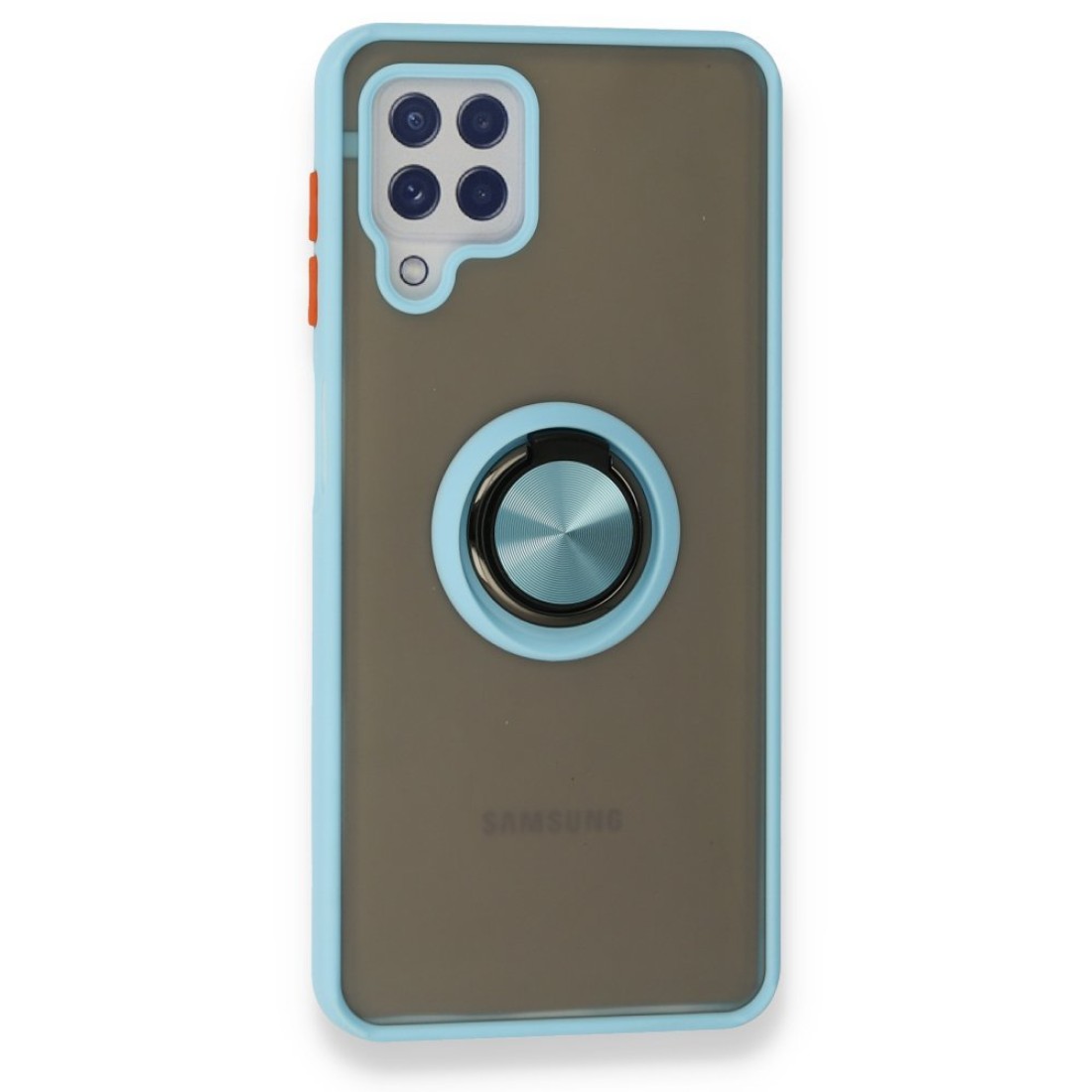 Samsung Galaxy M22 Kılıf Montreal Yüzüklü Silikon Kapak - Buz Mavi