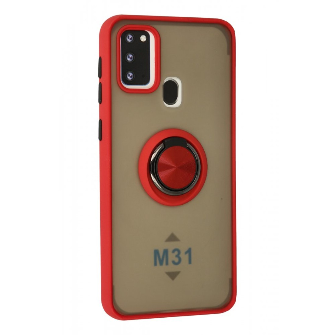 Samsung Galaxy M31 Kılıf Montreal Yüzüklü Silikon Kapak - Kırmızı