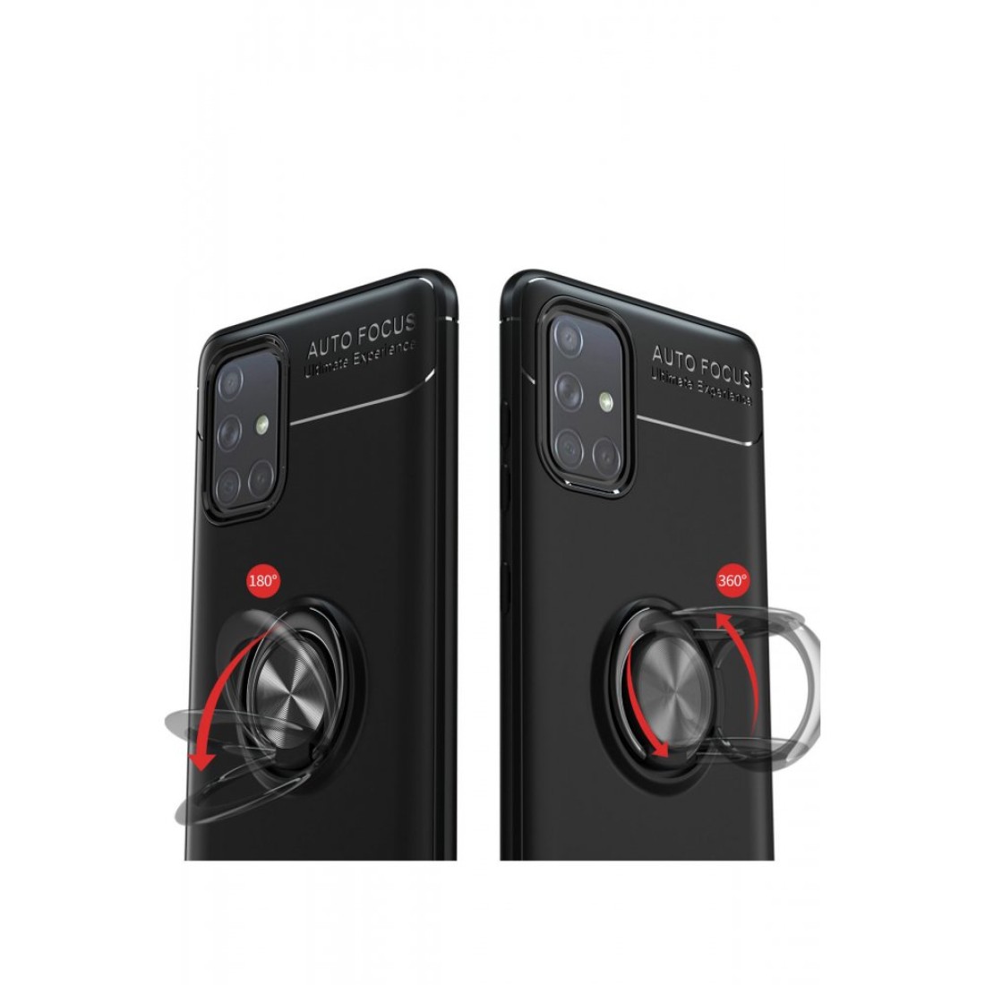 Samsung Galaxy M31S Kılıf Range Yüzüklü Silikon - Siyah-Kırmızı