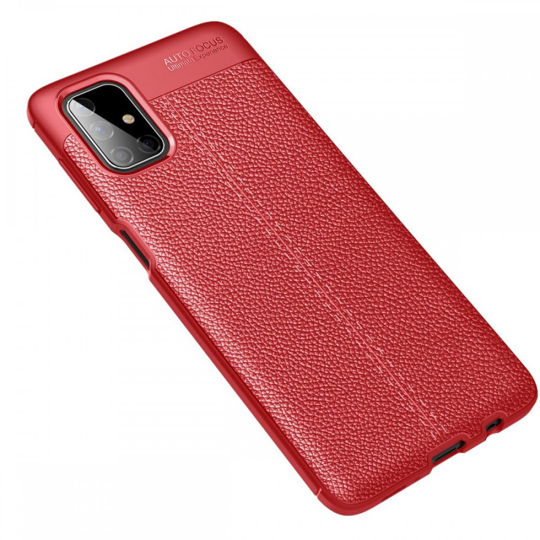 Samsung Galaxy M51 Kılıf Focus Derili Silikon - Kırmızı