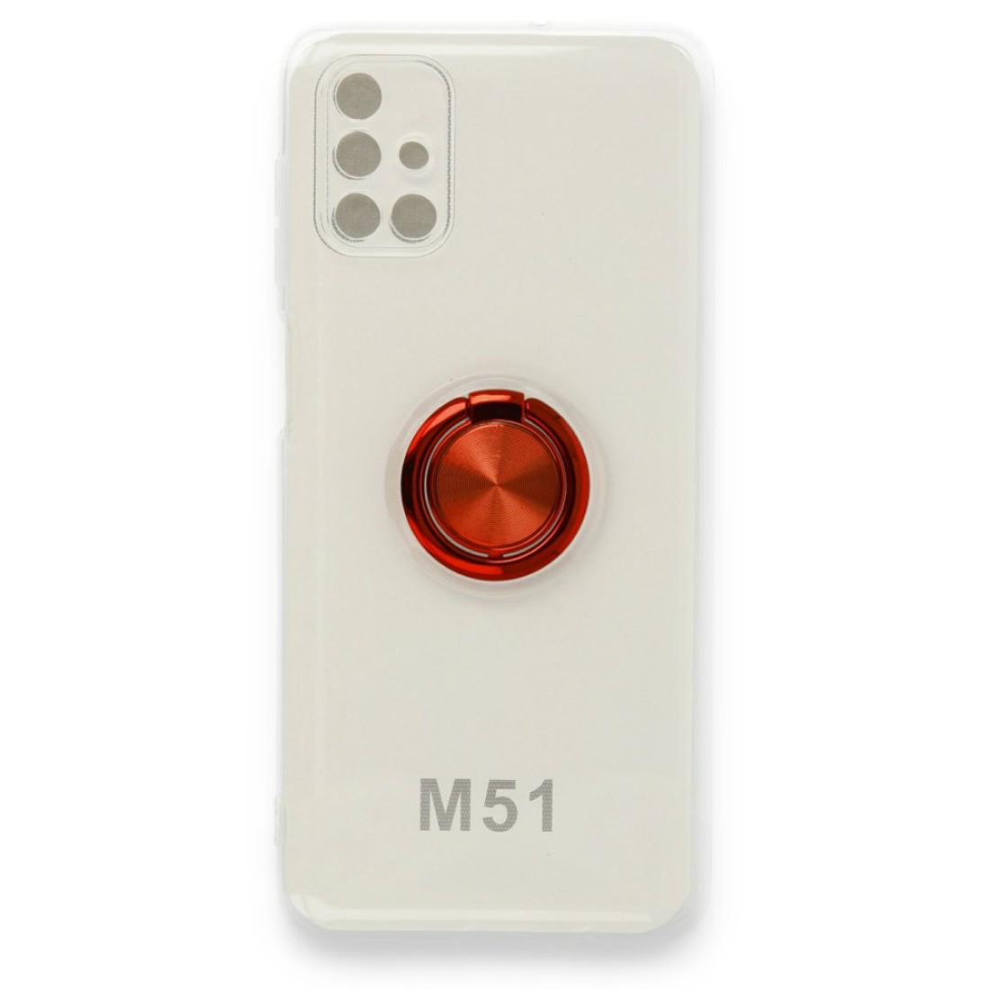 Samsung Galaxy M51 Kılıf Gros Yüzüklü Silikon - Kırmızı