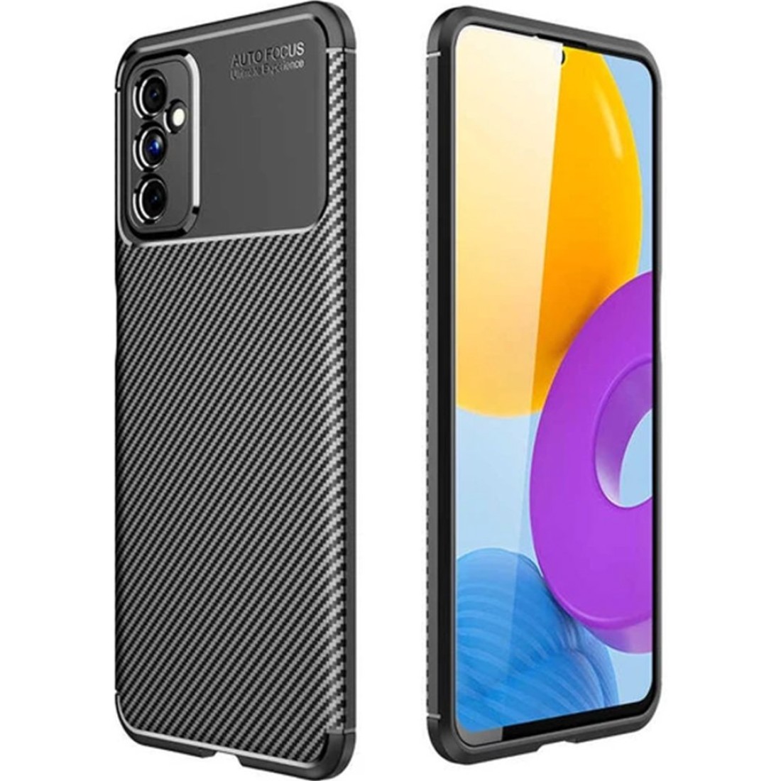 Samsung Galaxy M52 5G Kılıf Focus Karbon Silikon - Siyah