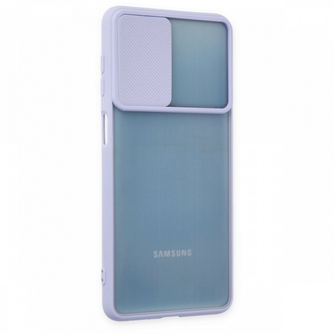 Samsung Galaxy M52 5G Kılıf Palm Buzlu Kamera Sürgülü Silikon - Lila