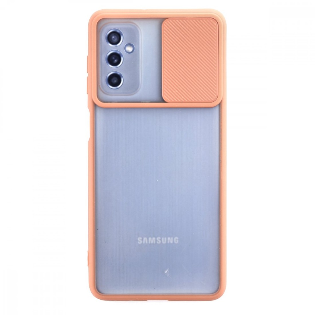 Samsung Galaxy M52 5G Kılıf Palm Buzlu Kamera Sürgülü Silikon - Pembe