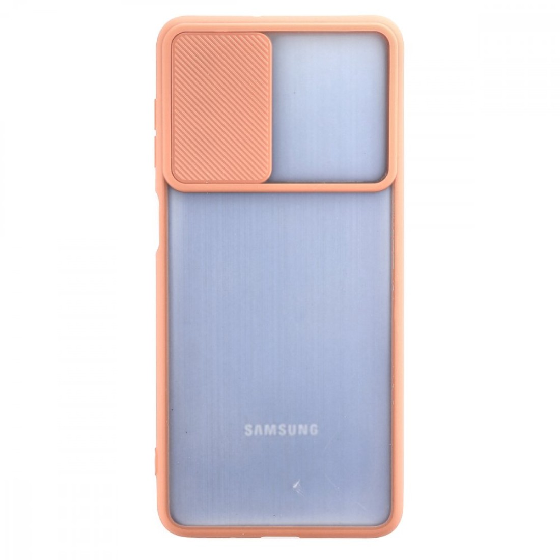 Samsung Galaxy M52 5G Kılıf Palm Buzlu Kamera Sürgülü Silikon - Pembe