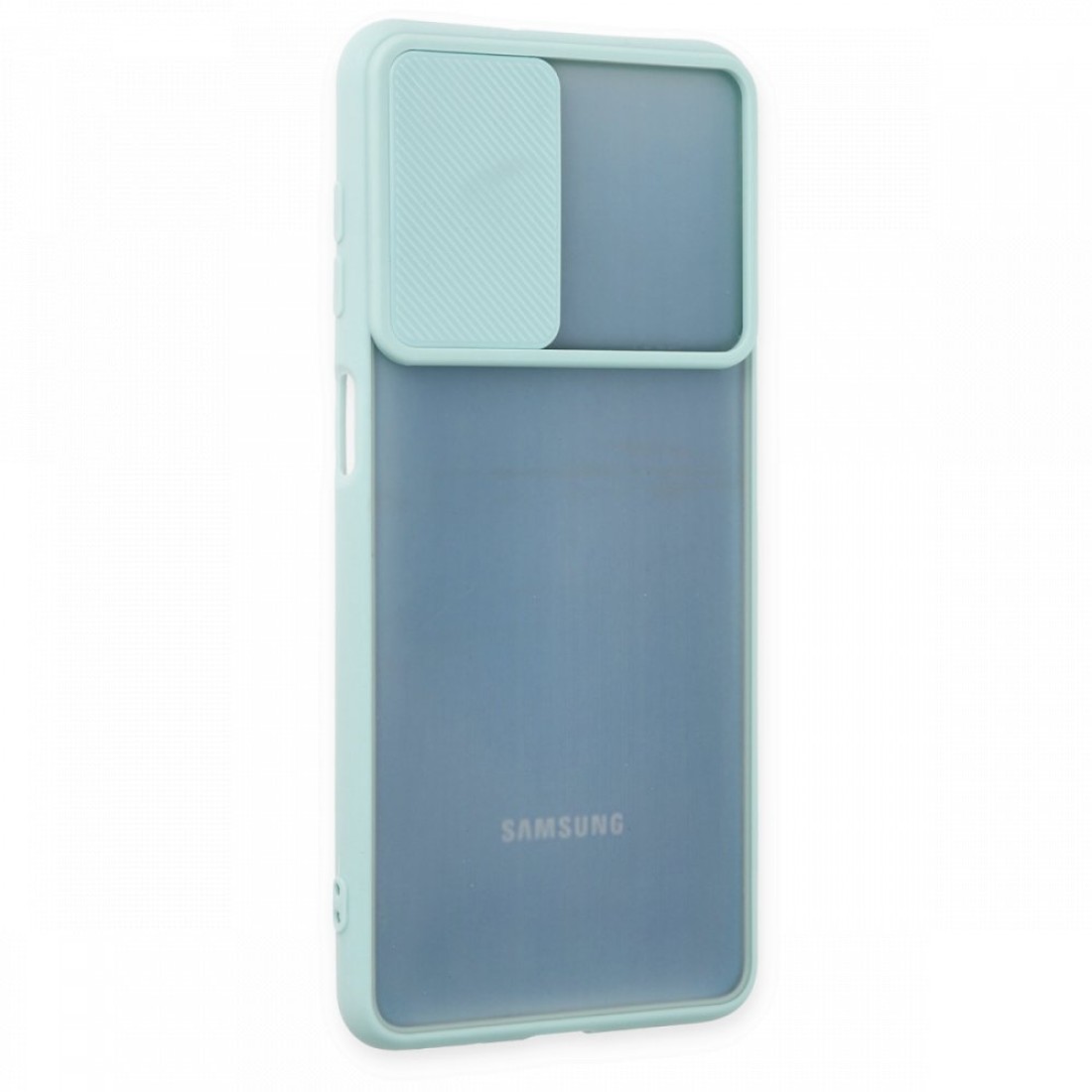 Samsung Galaxy M52 5G Kılıf Palm Buzlu Kamera Sürgülü Silikon - Turkuaz