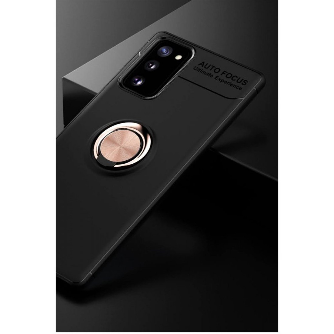 Samsung Galaxy Note 20 Kılıf Range Yüzüklü Silikon - Siyah-Gold